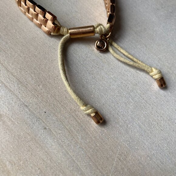 Michael Kors Rose Gold Tone Adjustable Watch Link Style silk corded bracelet - Picture 10 of 15